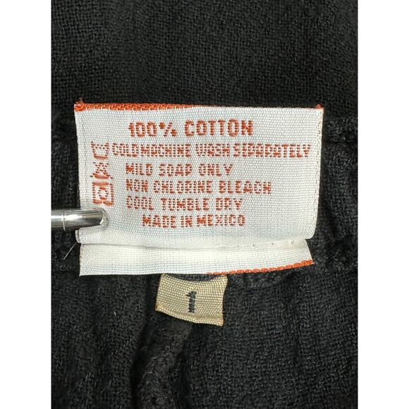 Oh My Gauze Pants Womens 1 US Small Medium Black Cutouts Crop Gauzy Lagenlook - Picture 4 of 4